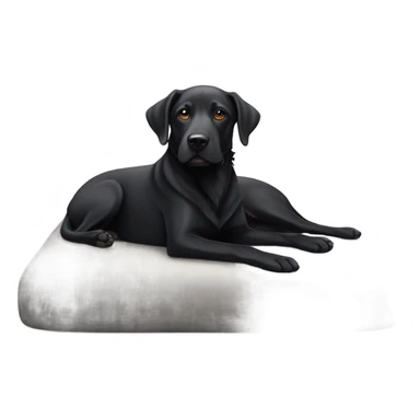 black dog lounging indoors sticker