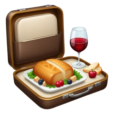 luxury plane food with wine sticker