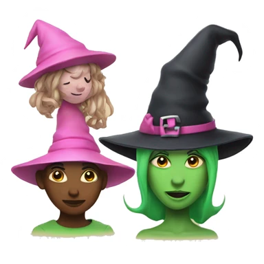 Make a pink witch and then a green faced witch sticker