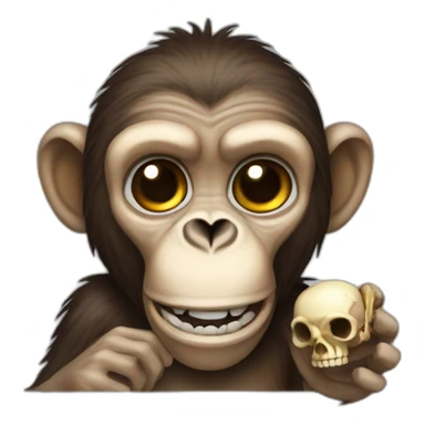 A monkey with a skull in the hand sticker