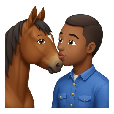 Black guy kissing on the lips with horse with down syndrome sticker