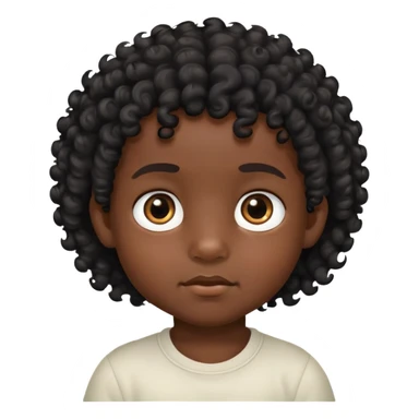 toddler boy face, African eyes, dark skin, black long curly hair sticker