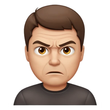middle-aged man with short brown hair and angry expression, clean modern emoji style sticker