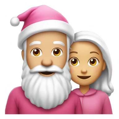 Santa claus in pink and girl sticker