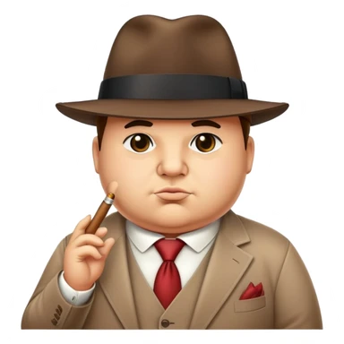 cute chubby mafia boss with fedora hat and tiny cigar sticker