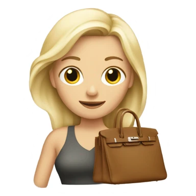 blonde woman holding a birkin sticker