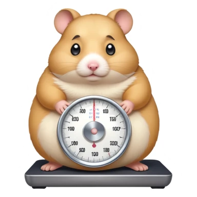 fat hamster big belly stepping on a scale looking guilty with a tear sticker