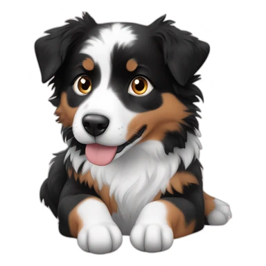 black, white and fire with blue eyes mini australian shepherd sitting sticker