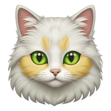Cat with green eyes, grey and yellow face sticker