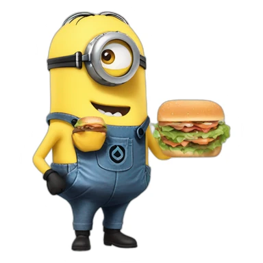 Minion con boina comiendo un sándwich  sticker