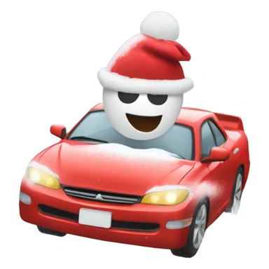 Driving a red car blizzard snow storm sticker