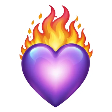 Purple on fire heart sticker