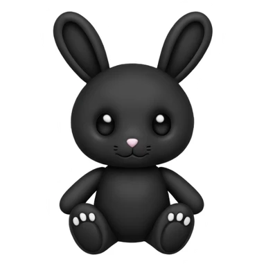 Emoji pour twitch d'une peluche lapin squelette noir qui dit bonjour sticker