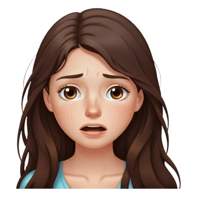 Beautiful brunette girl with freckles crying long hair sticker