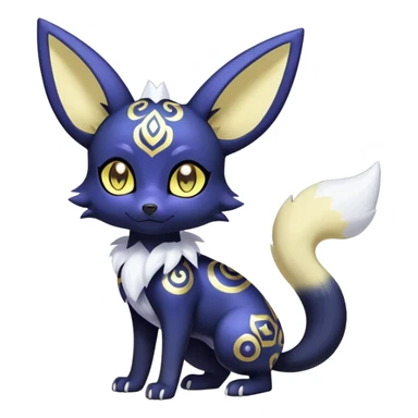 Shiny mExotic Colorfulj Excessive Mysterious Gothic Meowstic-Umbreon-Poochyena-Pokémon-Fakémon-hybrid-creature (full body) with pattern-markings with golden eyes sticker