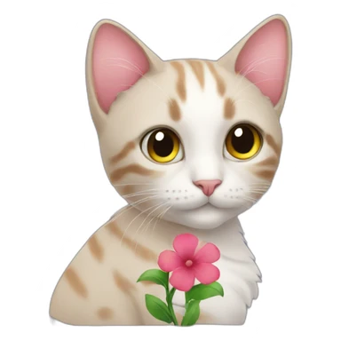 cat with a flower sticker