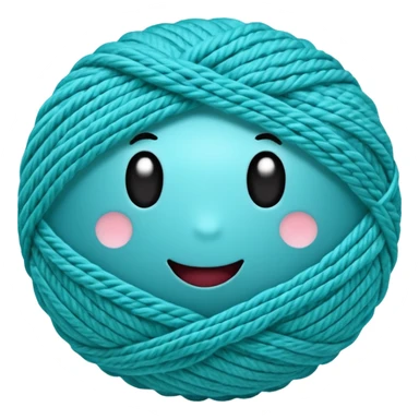 emoji de novelo de crochê na cor ciano sticker