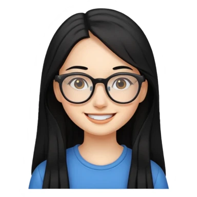 chica cabello largo negro, con lentes que estemuy feliz sticker