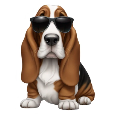 Basset hound with sunglasses  sticker