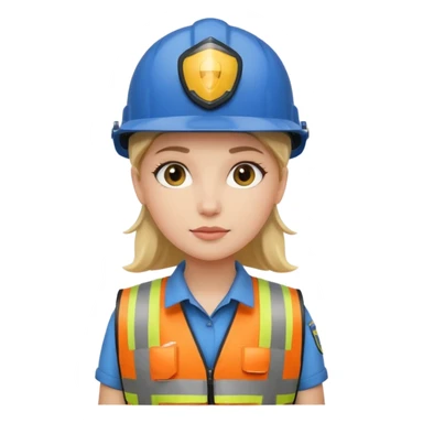 Girl standing with her security helmet and security vest on sticker