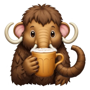 A mammoth who drinks a hot chocolate sticker