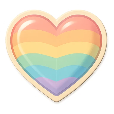 rainbow pride heart, pastel color palette, no text sticker