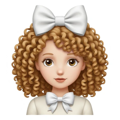 White girl with curly hair and white bow on her head sticker