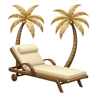 Sea, palm tree, pale beige chaise longue sticker