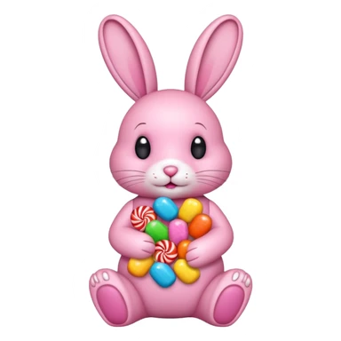 pink rabbit with candies sticker