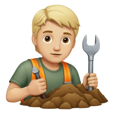 Blonde man digging holes sticker