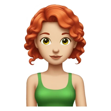 Girl with red hair and green eyes in red dress  sticker