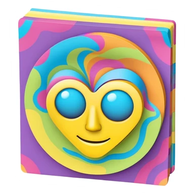 3D, psychedelic colored hippie style sticky note sticker