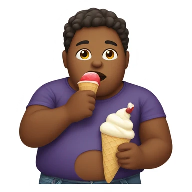 Fat brown kid eating icecream sticker