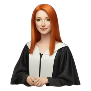 redhead white woman medium long straight hair, celebrating graduation with tarot cards sticker