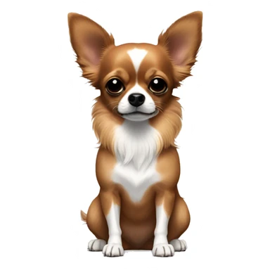 brownish red long hair chihuahua with a black patch of fur around nose and black nose and white patches sticker