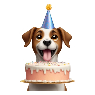 dog behind a birthday cake sticker