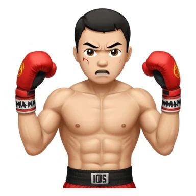 click that wong sze man face in thai boxing with angry face 20 times woman click woman sticker