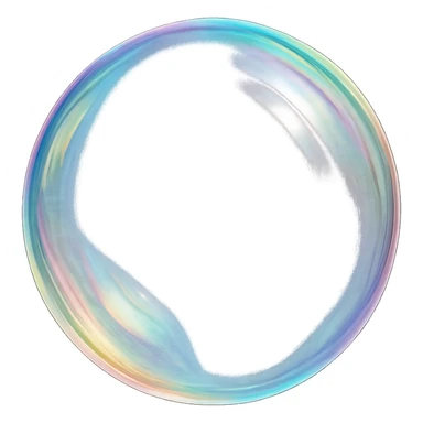 one large soap bubble, rainbow colors, transparent and clean feeling, simple background sticker