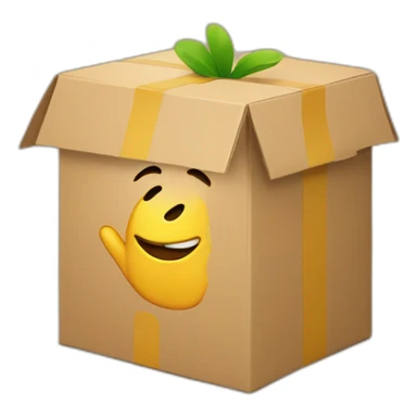 Video icons, camera, logos, likes, thumbs up, marks, views, coverage, applause fly out of a Cardboard box sticker