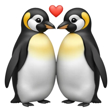 2 emperor penguins facing each other making a heart sticker
