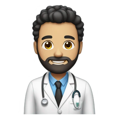 doctor brown beard smiles short black hair on the head sticker