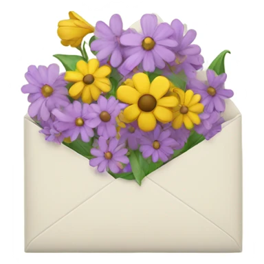 An opened envelope that has flowers coming out of it sticker