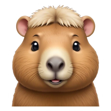 Cinematic Cute Capybara Portrait Emoji, Head tilted playfully and inquisitively, with a delightfully fluffy, rounded form and a characteristically large, flat capybara head featuring a short snout and small ears, accentuated by soft, inviting fur and round, sparkling eyes full of charm, Simplified yet irresistibly adorable features, highly detailed, glowing with a warm, friendly glow, high shine, affectionate and lively, stylized with a touch of whimsical cuteness, soft glowing outline, capturing the essence of a mischievous yet loving capybara that feels like it could tumble out of the screen into your arms! sticker