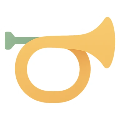 a bugle, flat color icon, minimal details sticker