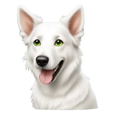 White swiss shepherd dog with green eyed chestnut haired woman sticker