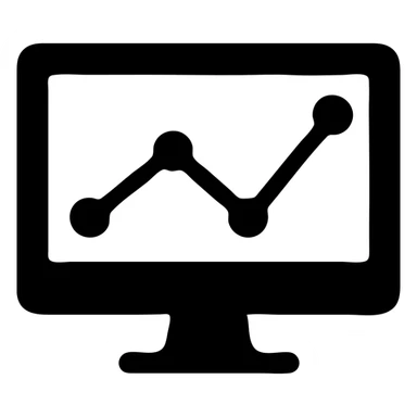 screen with graph, minimalism, solid black fill icon style sticker