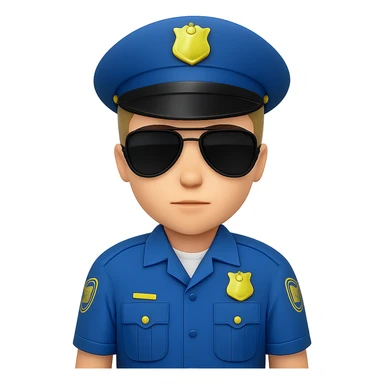 Add sunglasses to the police officer, keep the same style, no background. sticker