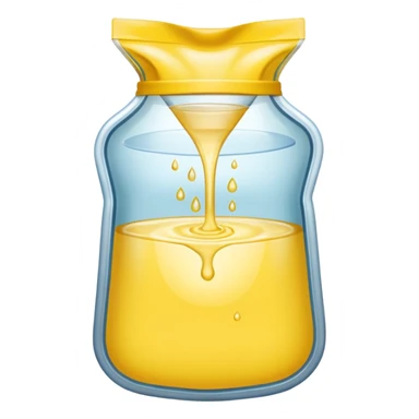 drainage bag with very light yellow luquid sticker