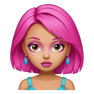 pretty bratz baddie, hot pink hair sticker