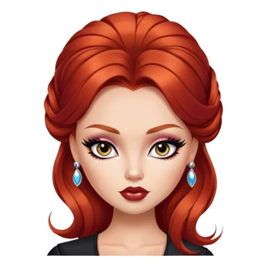 russian features, beauty, winred hair, pretty eyes, black eyeliner, pretty bratz baddie sticker